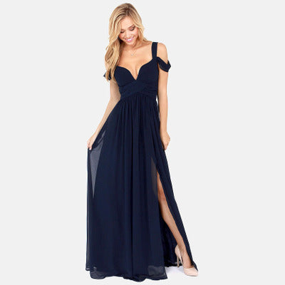 Langes, bodenlanges, elegantes Chiffon-Plisseekleid im griechischen Stil