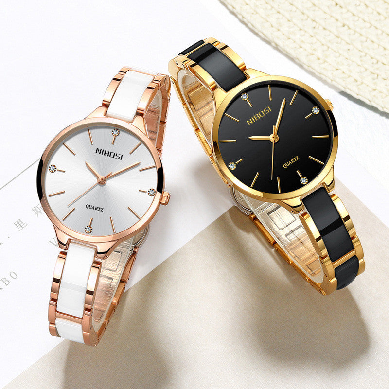 Rhinestone Ceramic Waterproof Quartz Ladies Watch