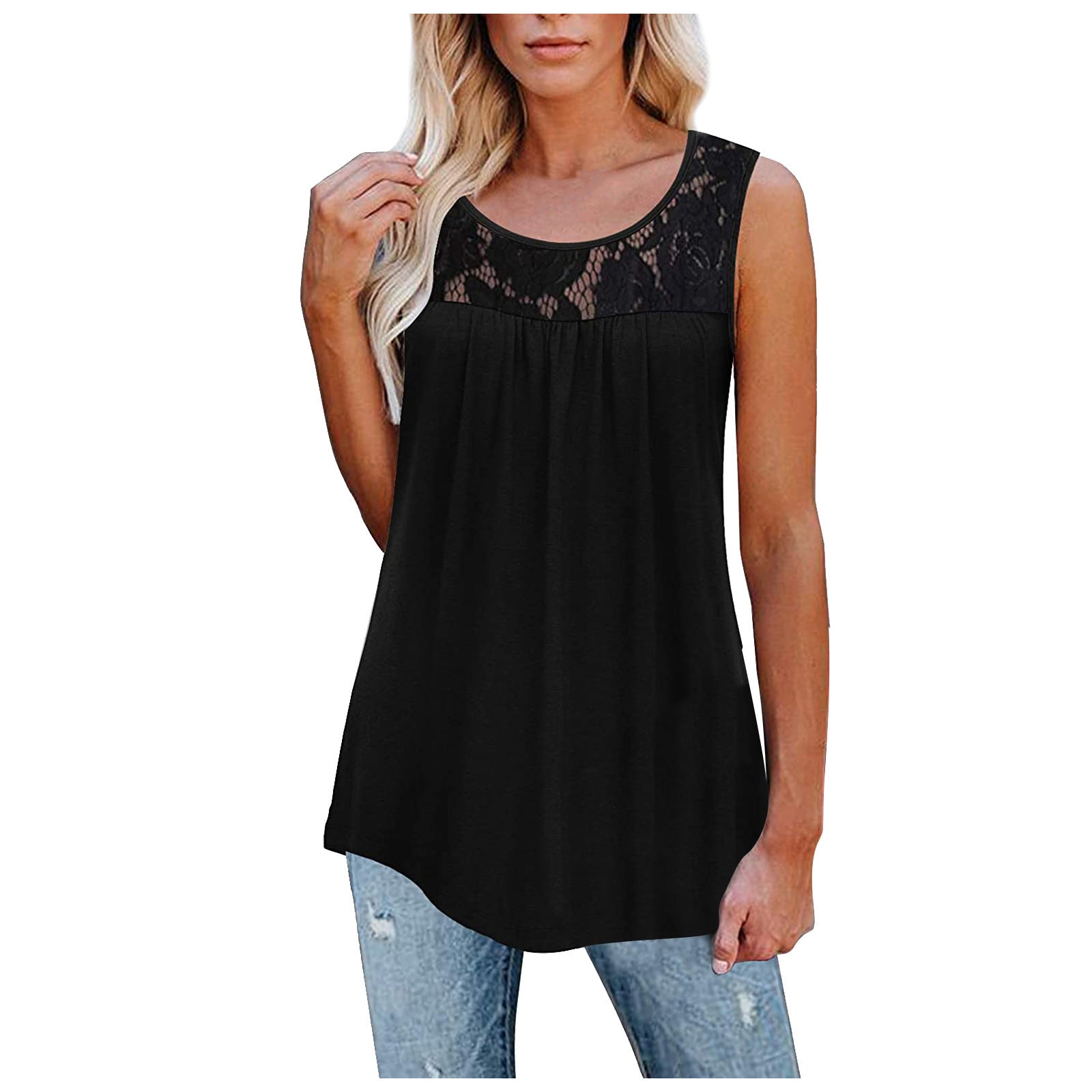 Plus Größe 5XL Sexy Spitze Tops Sommer Frauen Lose Oansatz Tank Tops