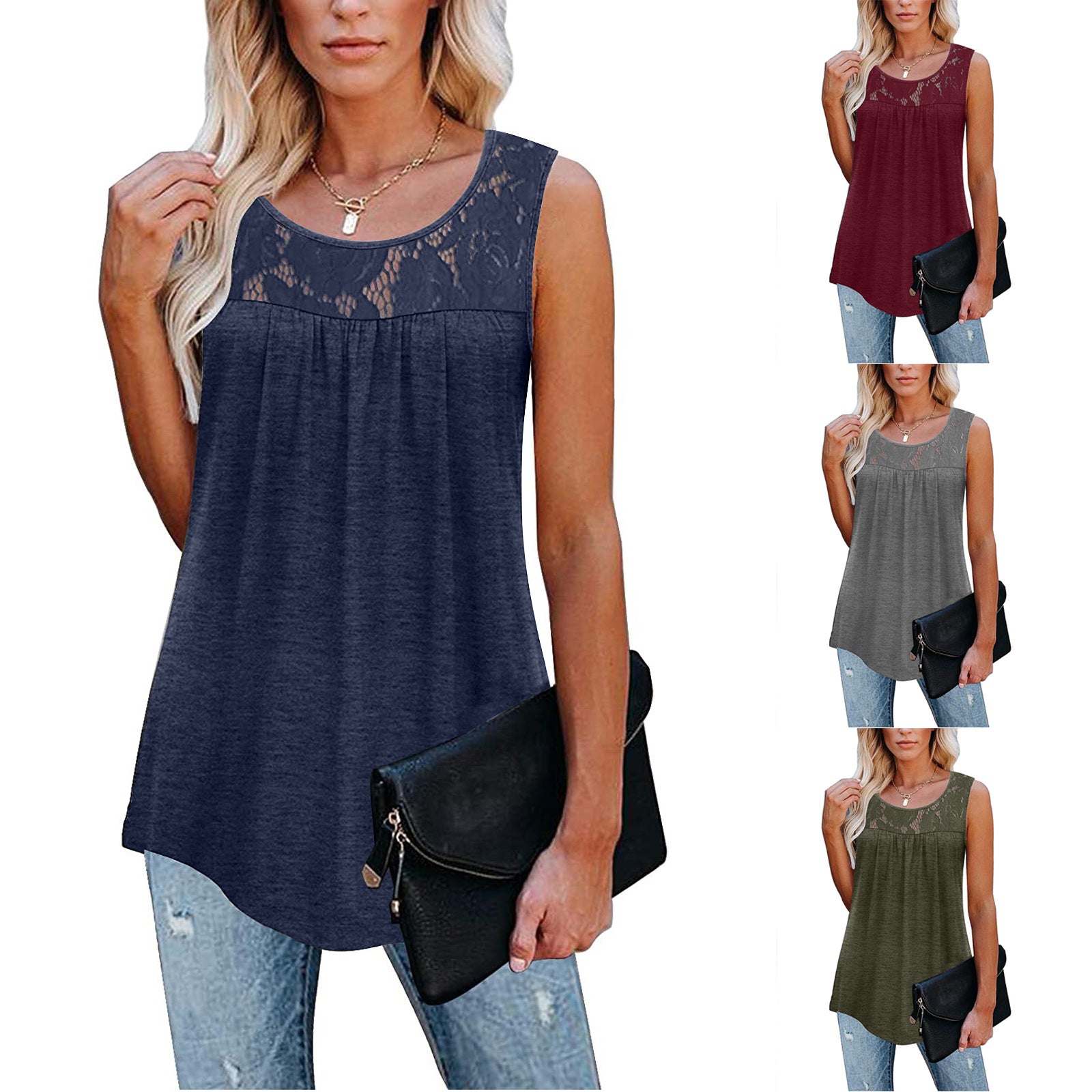 Plus Größe 5XL Sexy Spitze Tops Sommer Frauen Lose Oansatz Tank Tops