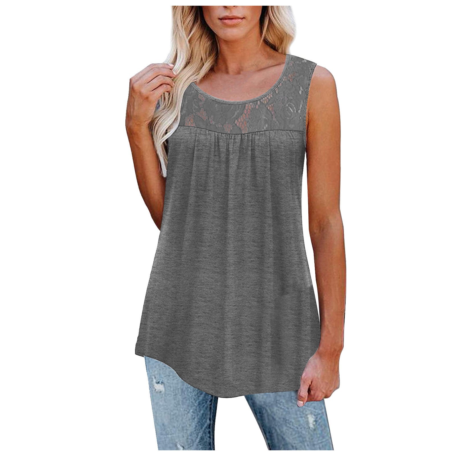 Plus Größe 5XL Sexy Spitze Tops Sommer Frauen Lose Oansatz Tank Tops