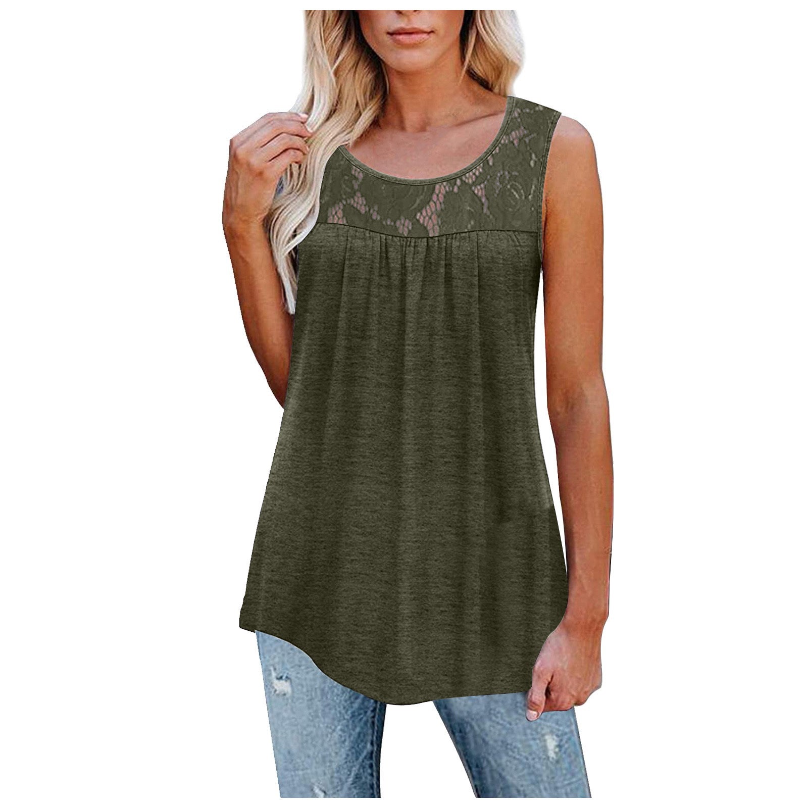 Plus Größe 5XL Sexy Spitze Tops Sommer Frauen Lose Oansatz Tank Tops