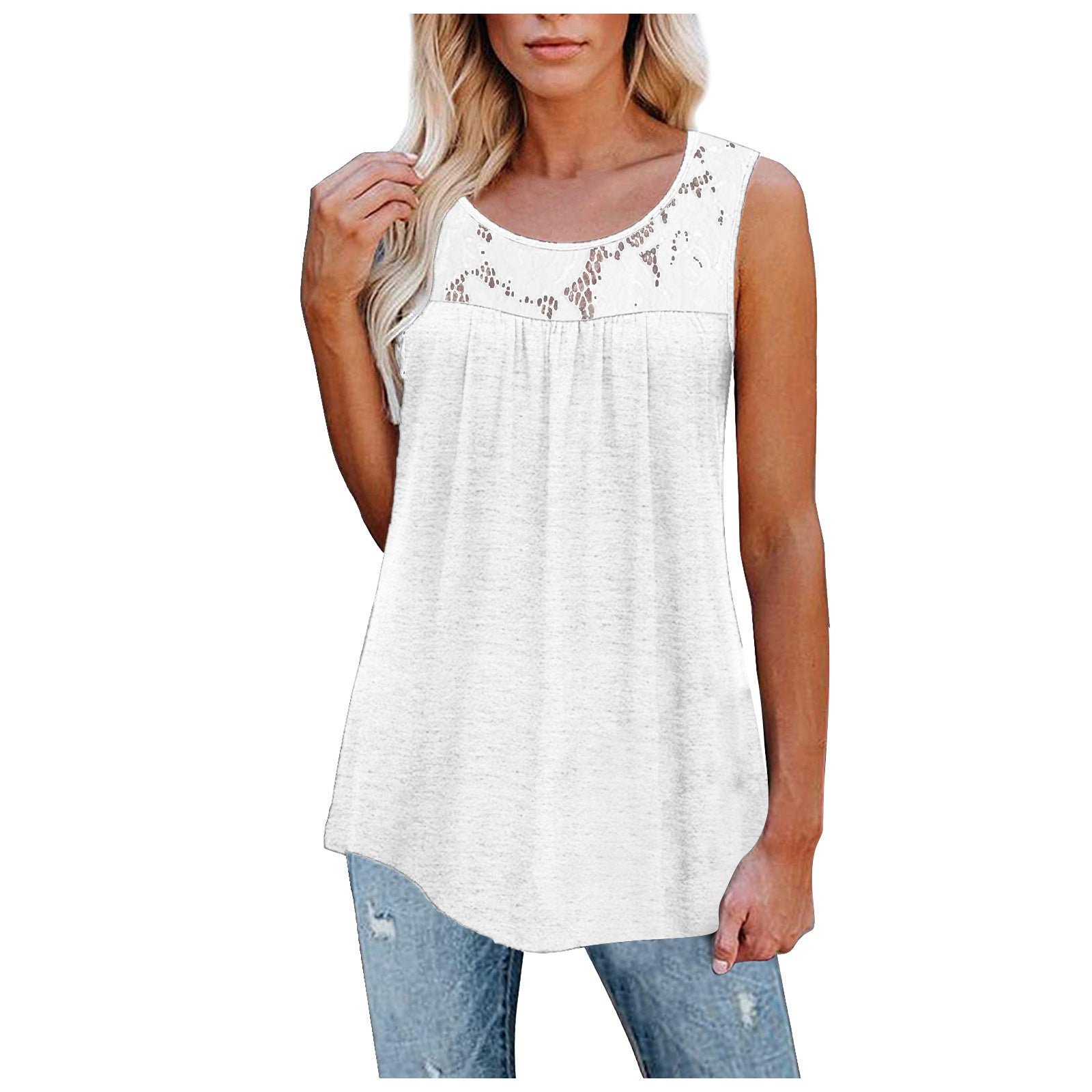 Plus Größe 5XL Sexy Spitze Tops Sommer Frauen Lose Oansatz Tank Tops