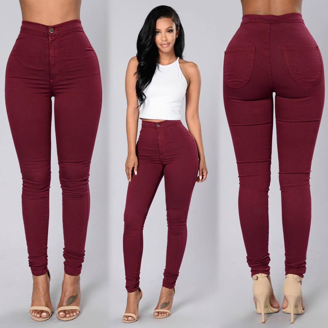 Leggings thin waist stretch pencil pants tight candy colored jeans