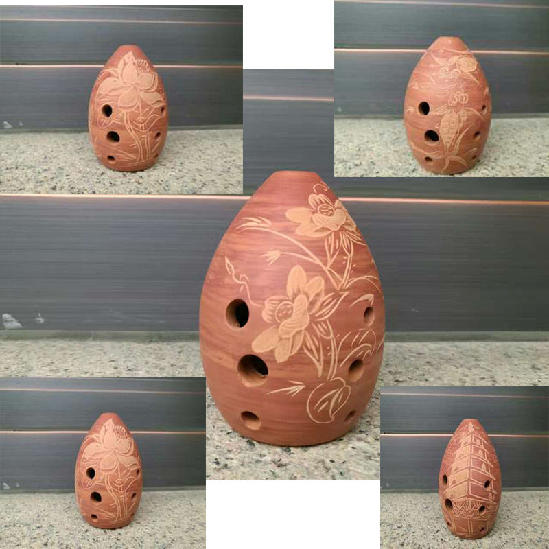 seven star Ancient Xun Musical Instrument, Eight Hole Taoxun Pear Shaped Taoxun Musical Instrument