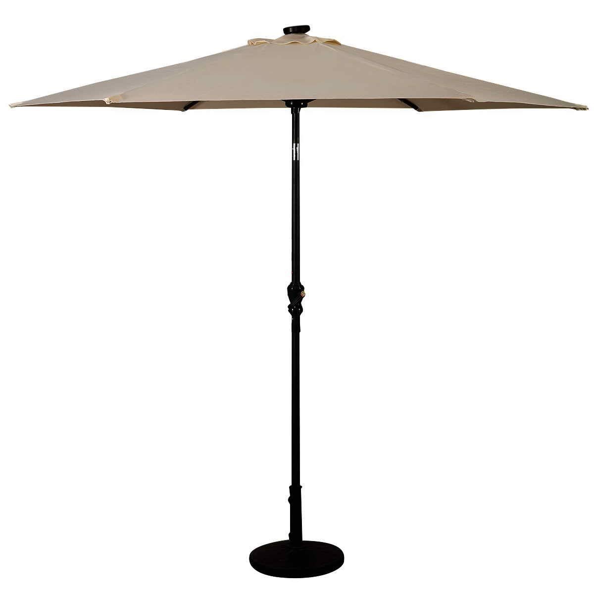 Sonnenschirm mit Solar- LED-Beleuchtung Ampelschirm Gartenschirm Kurbelschirm 2,7M-beige