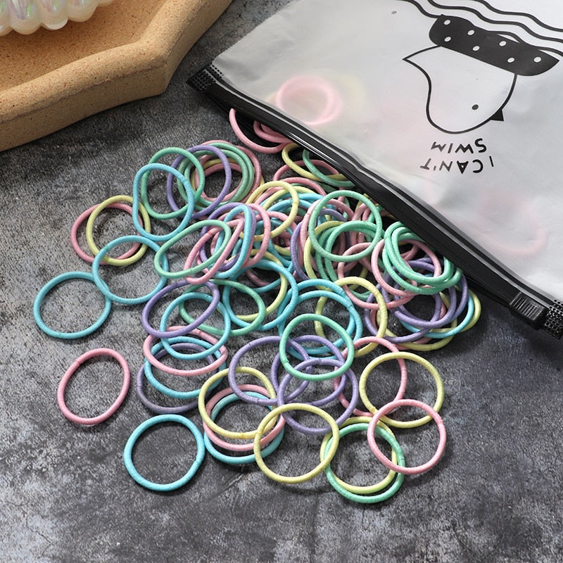 60/100 teile/satz Elastische Haarbänder Mädchen Haar Zubehör Bunte Nylon Stirnband Kinder Pferdeschwanz Halter Scrunchie Ornamente Geschenk