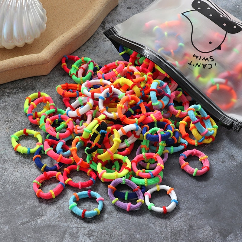 60/100 teile/satz Elastische Haarbänder Mädchen Haar Zubehör Bunte Nylon Stirnband Kinder Pferdeschwanz Halter Scrunchie Ornamente Geschenk