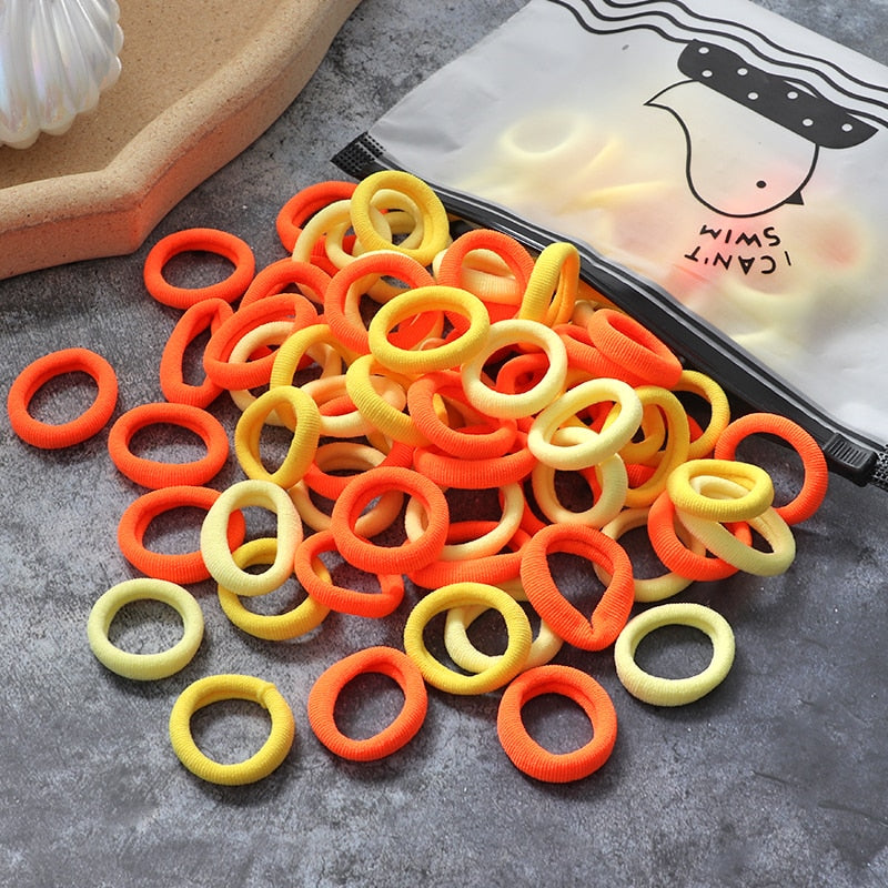 60/100 teile/satz Elastische Haarbänder Mädchen Haar Zubehör Bunte Nylon Stirnband Kinder Pferdeschwanz Halter Scrunchie Ornamente Geschenk