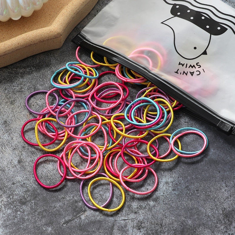 60/100 teile/satz Elastische Haarbänder Mädchen Haar Zubehör Bunte Nylon Stirnband Kinder Pferdeschwanz Halter Scrunchie Ornamente Geschenk