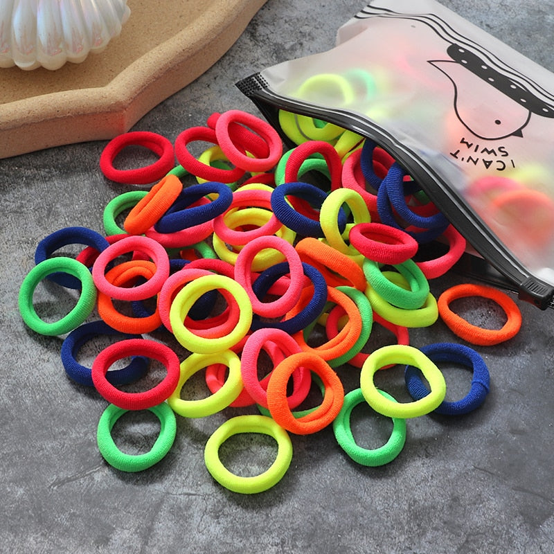 60/100 teile/satz Elastische Haarbänder Mädchen Haar Zubehör Bunte Nylon Stirnband Kinder Pferdeschwanz Halter Scrunchie Ornamente Geschenk