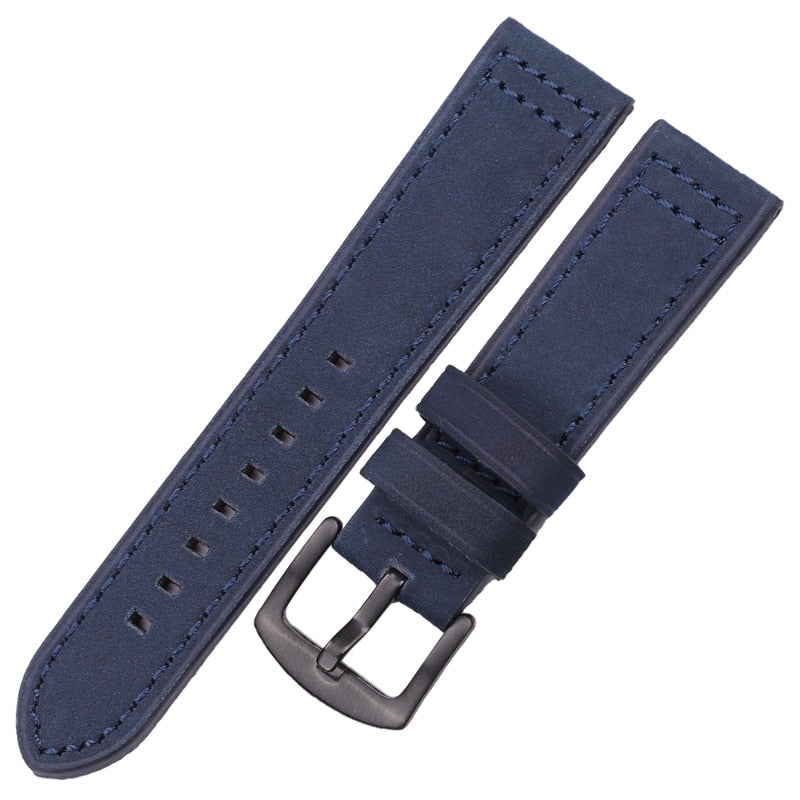 HENGRC Echtes Leder Uhrenarmbänder Armband Schwarz Blau Grau Braun Rindsleder Uhrenarmband Für Frauen Männer 18 20mm 22mm 24mm Handgelenk Band