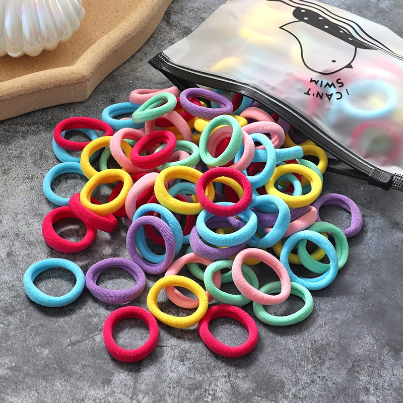 60/100 teile/satz Elastische Haarbänder Mädchen Haar Zubehör Bunte Nylon Stirnband Kinder Pferdeschwanz Halter Scrunchie Ornamente Geschenk