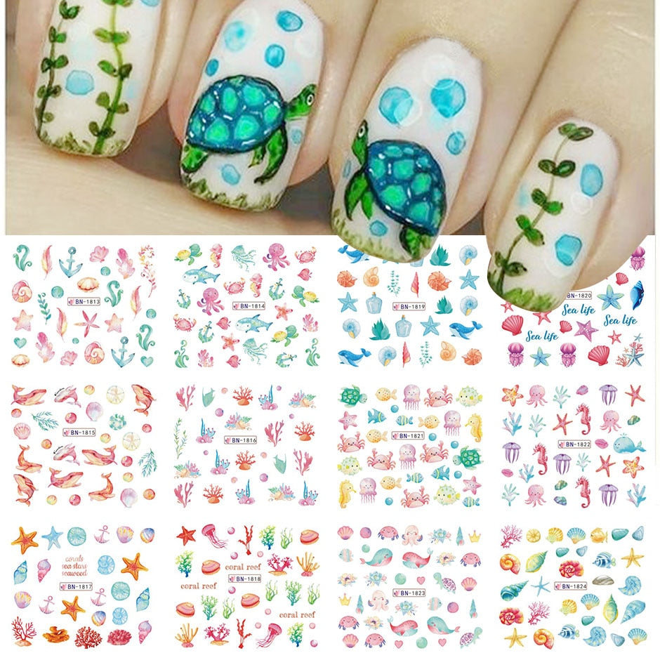 12pcs Valentines Manicure Love Letter Flower Sliders for Nails Inscriptions Nail Art Decoration Water Sticker Tips GLBN1489-1500