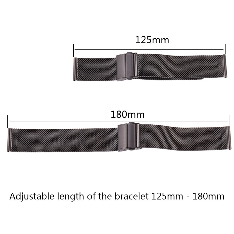 Mesh Milanese Loop Armband Armband 16mm 18mm 20mm 22mm 24mm Silber Schwarz Smart Watch Band für Galaxy Watch 4 5 Pro Strap