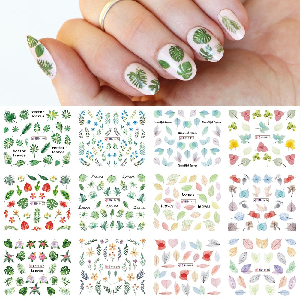 12pcs Valentines Manicure Love Letter Flower Sliders for Nails Inscriptions Nail Art Decoration Water Sticker Tips GLBN1489-1500