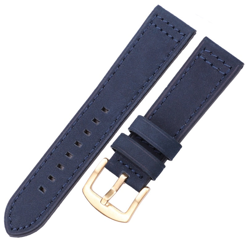 HENGRC Echtes Leder Uhrenarmbänder Armband Schwarz Blau Grau Braun Rindsleder Uhrenarmband Für Frauen Männer 18 20mm 22mm 24mm Handgelenk Band