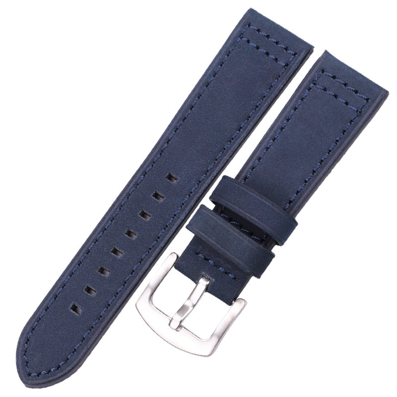 HENGRC Echtes Leder Uhrenarmbänder Armband Schwarz Blau Grau Braun Rindsleder Uhrenarmband Für Frauen Männer 18 20mm 22mm 24mm Handgelenk Band