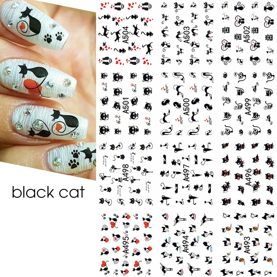 12pcs Valentines Manicure Love Letter Flower Sliders for Nails Inscriptions Nail Art Decoration Water Sticker Tips GLBN1489-1500