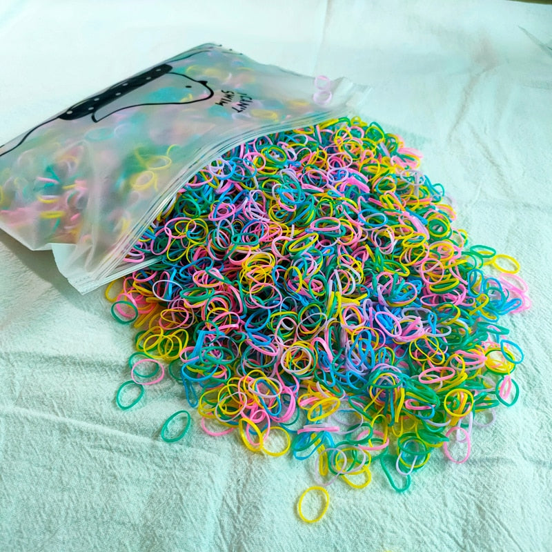 500 stücke Mädchen Bunte Einweg Gummiband Elastische Haarbänder Stirnband Kinder Pferdeschwanz Halter Bands Kinder Haar Zubehör