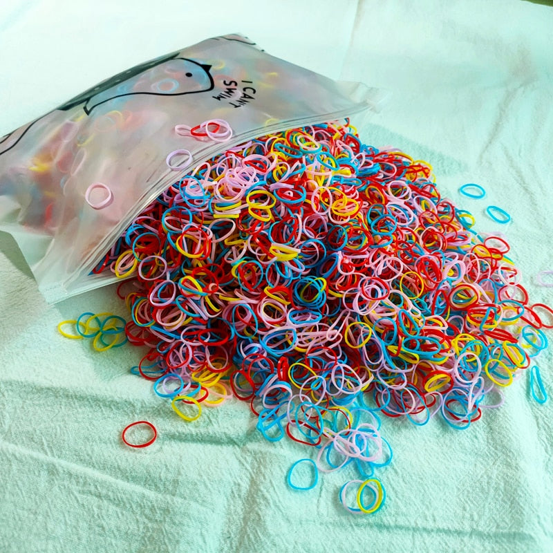 500 stücke Mädchen Bunte Einweg Gummiband Elastische Haarbänder Stirnband Kinder Pferdeschwanz Halter Bands Kinder Haar Zubehör