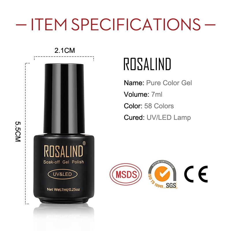 ROSALIND Gel-Nagellack-Lampe, alles für Nägel, Kunst, Maniküre, mit mattem Basis-Decklack, semi-permanenten Gellack-Nagelgel-Nagellacken