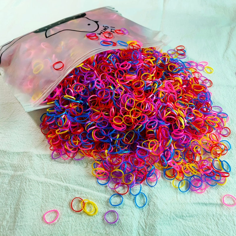 500 stücke Mädchen Bunte Einweg Gummiband Elastische Haarbänder Stirnband Kinder Pferdeschwanz Halter Bands Kinder Haar Zubehör