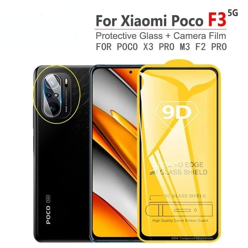 9D Schutzglas für Xiaomi Redmi Note 10 8 9 Pro 11 11s 9s 10s 5G Displayschutzfolien für Poco X3 Pro NFC F3 M3 M4 F4 Gt Glas