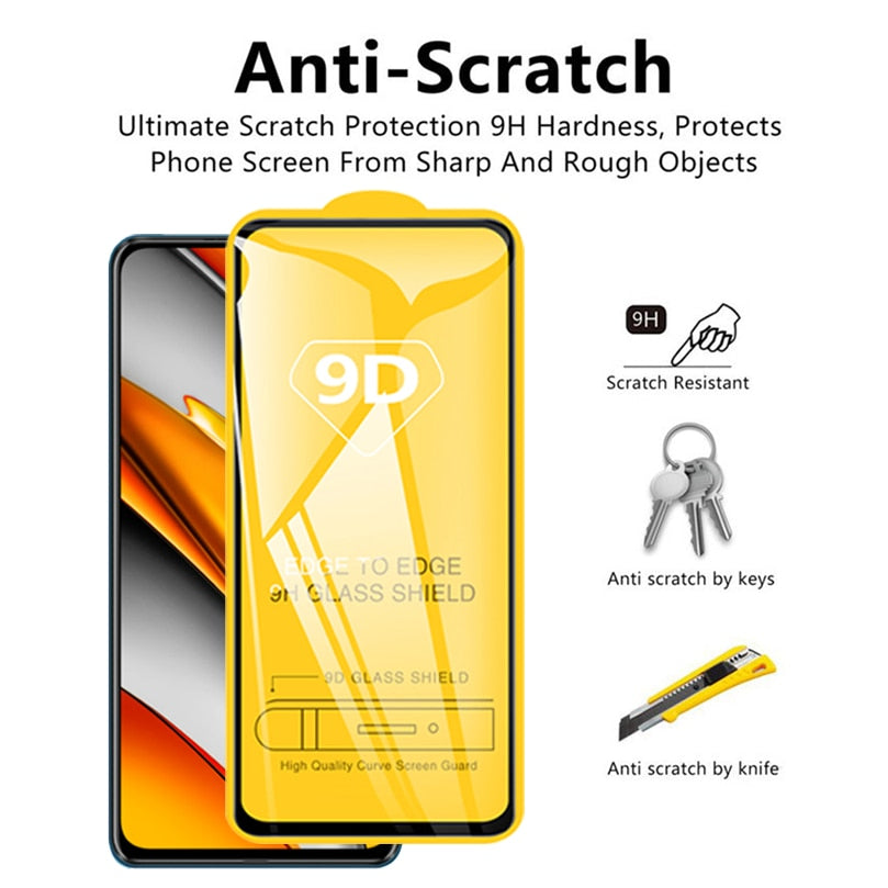 9D Schutzglas für Xiaomi Redmi Note 10 8 9 Pro 11 11s 9s 10s 5G Displayschutzfolien für Poco X3 Pro NFC F3 M3 M4 F4 Gt Glas