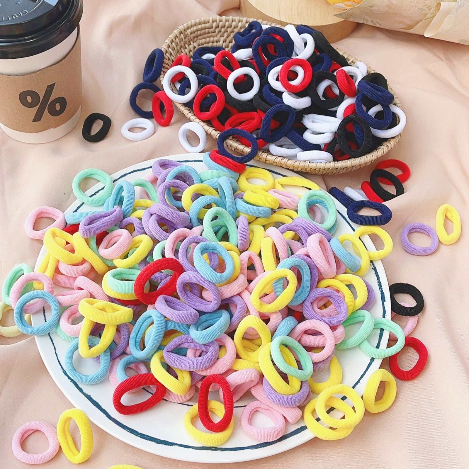 20/50 Stück Kinder elastische Haarbänder Mädchen Süßigkeiten Scrunchie Gummiband für Kinder Haargummis Clips Stirnband Baby Haarschmuck