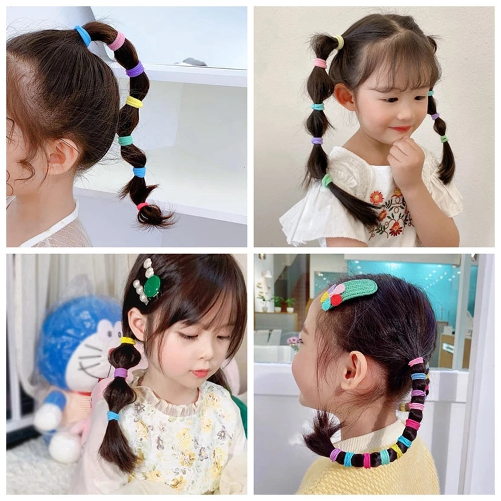 20/50 Stück Kinder elastische Haarbänder Mädchen Süßigkeiten Scrunchie Gummiband für Kinder Haargummis Clips Stirnband Baby Haarschmuck