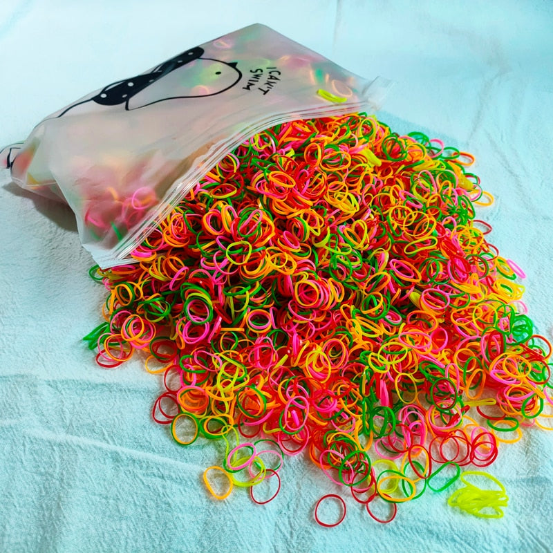 500 stücke Mädchen Bunte Einweg Gummiband Elastische Haarbänder Stirnband Kinder Pferdeschwanz Halter Bands Kinder Haar Zubehör