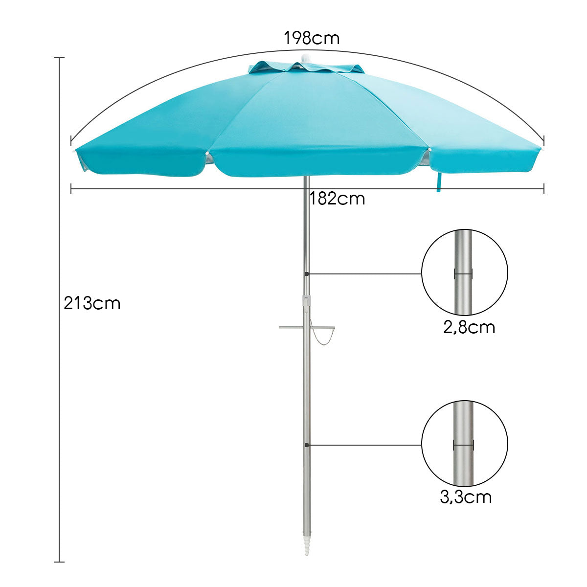 Sonnenschirm mit Verankerung Marktschirm Gartenschirm neigbar Alu Terrassenschirm fÃ¼r Outdoor Blau