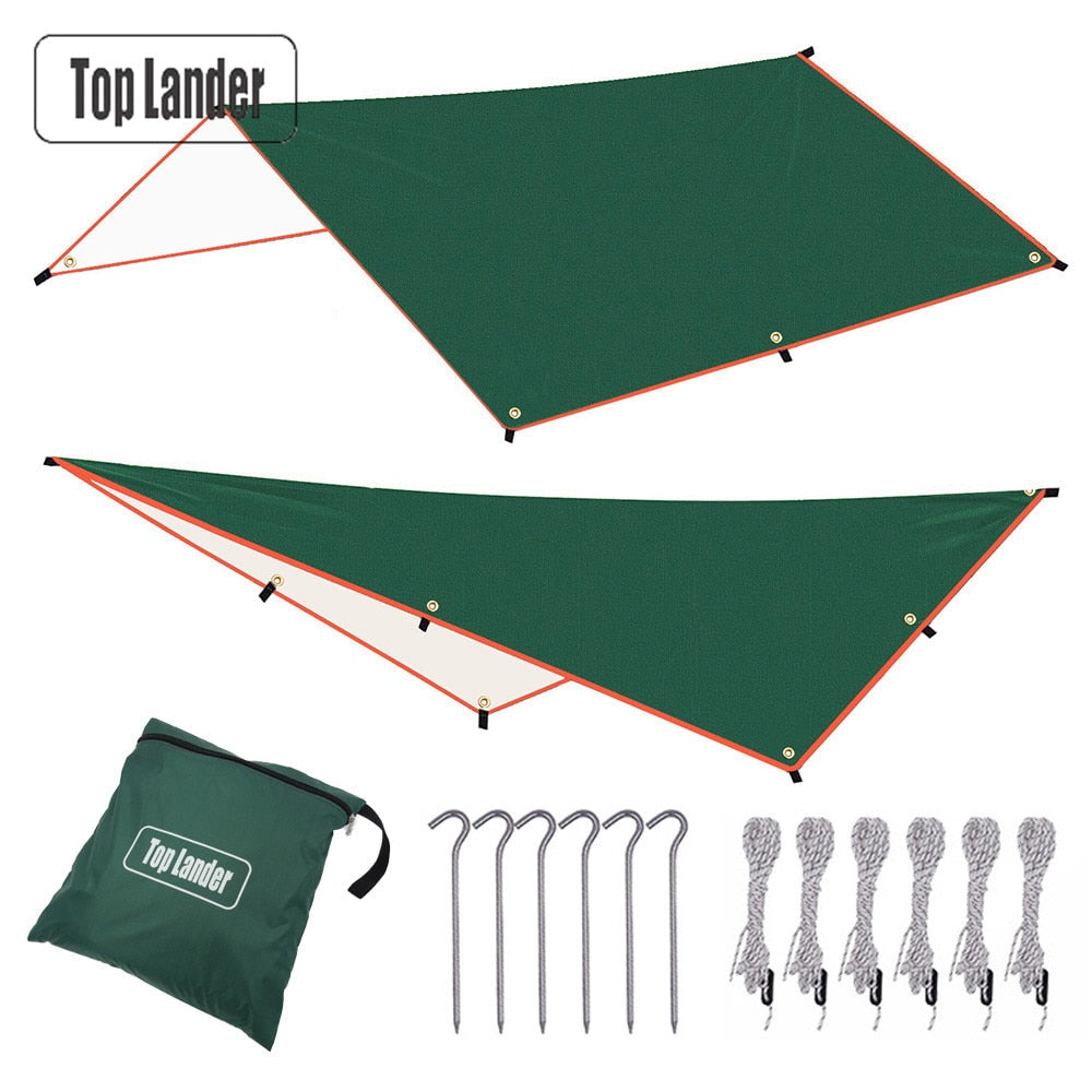 3x3m 3x4m 3x5m Tourist Markise mit 6 Pegs 6 Seile Wasserdichter Baldachin Sonnenschirm Garten Sonnenschirm Reise Camping Zelt Tarp