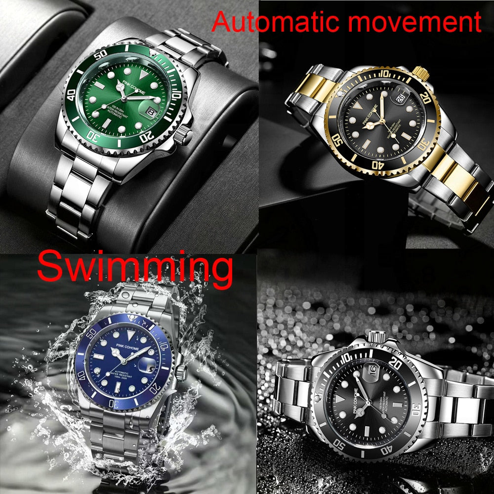 Mens Mechanical Watch Automatic Wristwatch Diver Luxury Waterproof Uhr Herren Mechanische Uhren Automatik Armbanduhr Taucheruhr