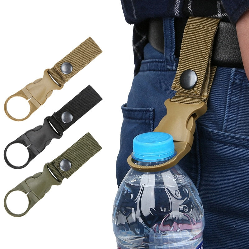 Molle Gurtband Rucksack Schnalle Karabiner Befestigen Quickdraw Wasser Flasche Aufhänger Halter Outdoor Camping Wandern Klettern Zubehör