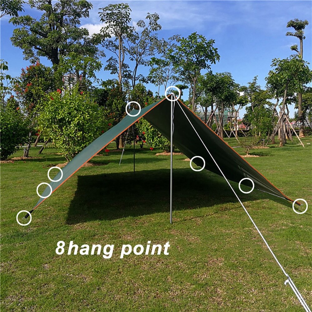 3x3m 3x4m 3x5m Tourist Markise mit 6 Pegs 6 Seile Wasserdichter Baldachin Sonnenschirm Garten Sonnenschirm Reise Camping Zelt Tarp